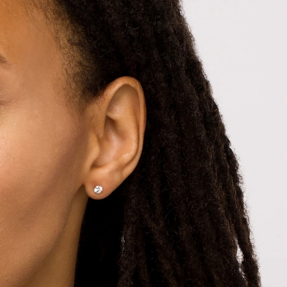 NWT Zales 1/2 CT Diamond Solitaire Stud Earrings 10K White Gold - Picture 4 of 9